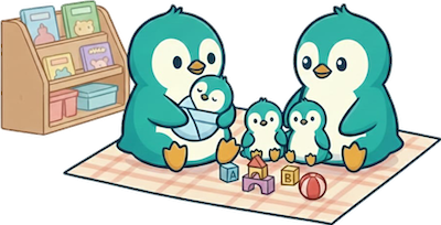 Pinguin Familie speilen